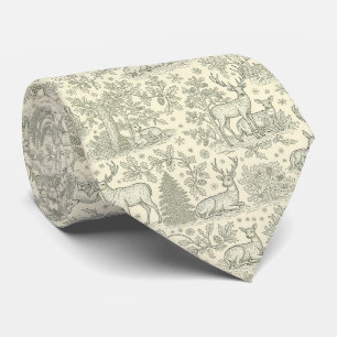 Corbata Patrón de ciervo de toile verde de campo francés