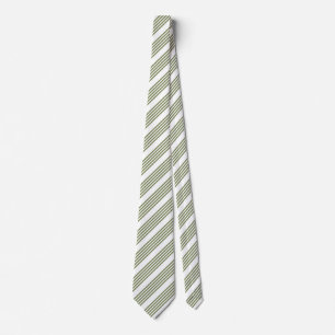 Corbata Patrón de cinco rayas de color verde oliva y blanc