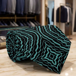 Corbata Patrón de cinta ondulada inclinada con azul verde 