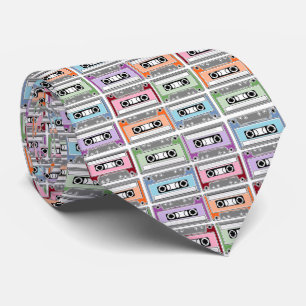 Corbata Patrón de cintas de casete Pastel Retro