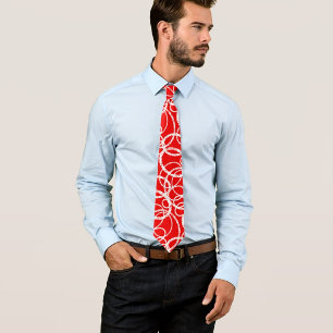 Corbata Patrón de círculo blanco moderno en rojo
