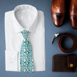 Corbata Patrón de círculo de acuarela moderna azul y verde