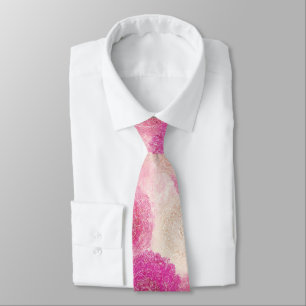 Corbata Patrón de círculo de encaje floral abstracto rosa