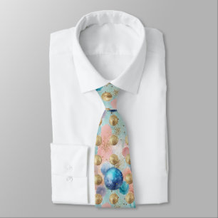 Corbata Patrón de círculo dorado y azul con acentos Purpur