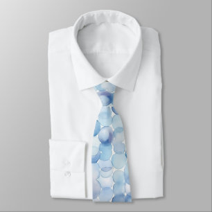 Corbata Patrón de círculos azules y blancos en acuarela pa