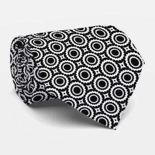 Corbata Patrón de círculos en zigzag blanco y negro lindo