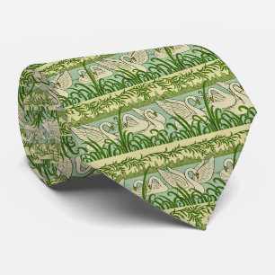 Corbata Patrón de cisne Art Nouveau - Cisne botánico vinta