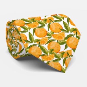 Corbata Patrón de cítricos naranja acuarela