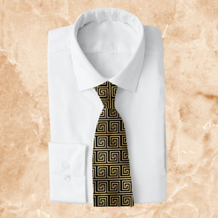 Corbata Patrón de claves griega negro y dorado