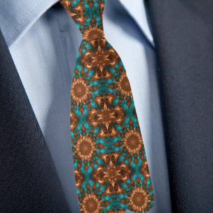 Corbata Patrón de cobre y turquesa