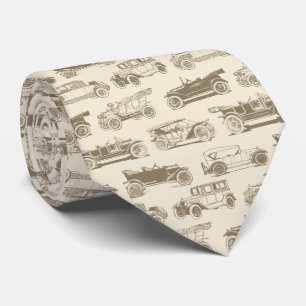 Corbata Patrón de coches de época beige de crema de ancian