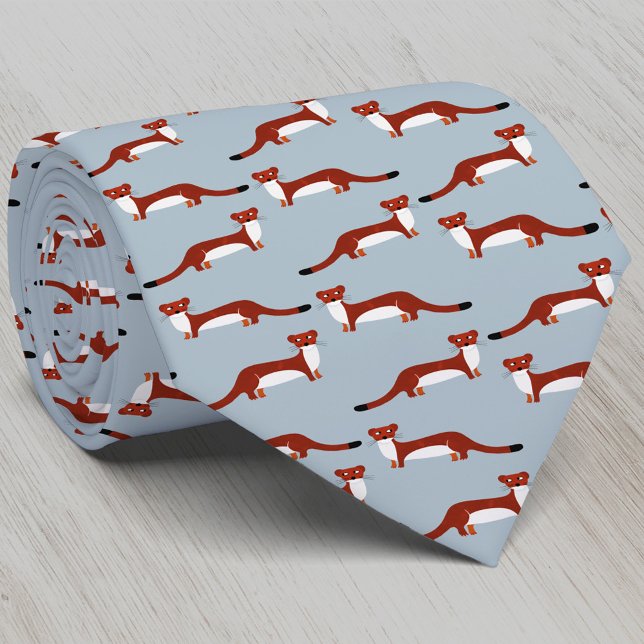 Corbata Patrón de comensales (Fun weasel, stoat or ferret pattern neck tie for animal lovers)