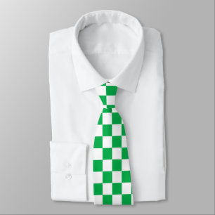 Corbata patrón de comprobación de blanco verde fresco