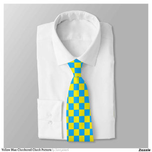 Corbata Patrón de comprobación de color azul amarillo
