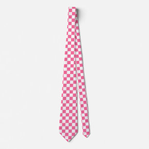Corbata Patrón de comprobación de color blanco rosado