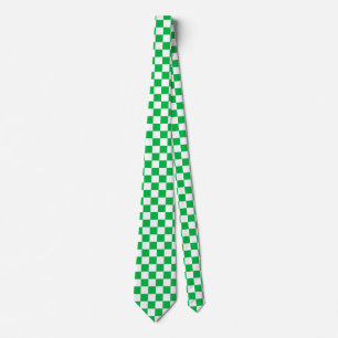 Corbata Patrón de comprobación de color blanco verde