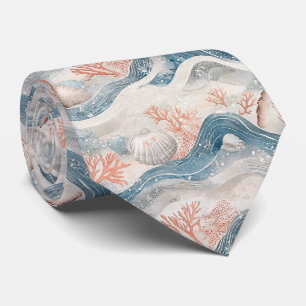 Corbata Patrón de concha de coral de agua tropical