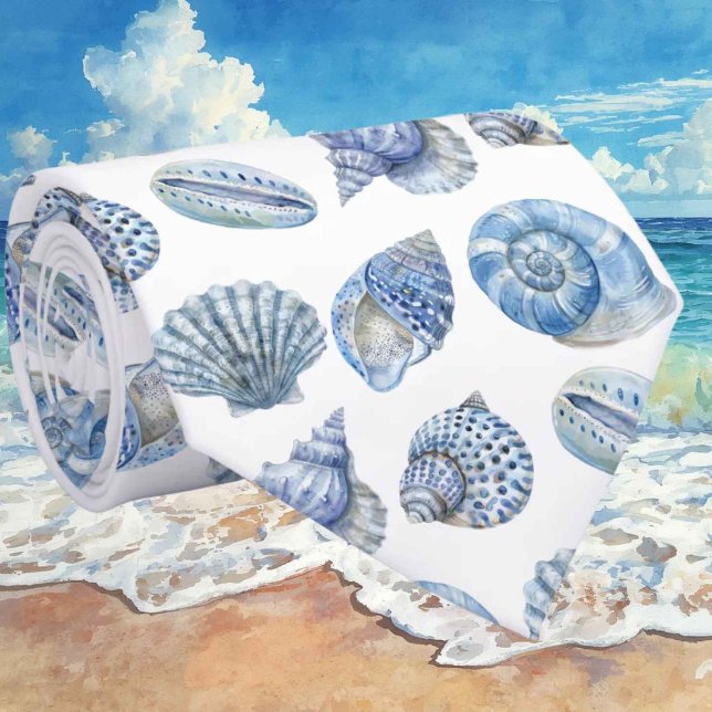 Corbata Patrón de concha de mar Faux seda playa océano (Subido por el creador)