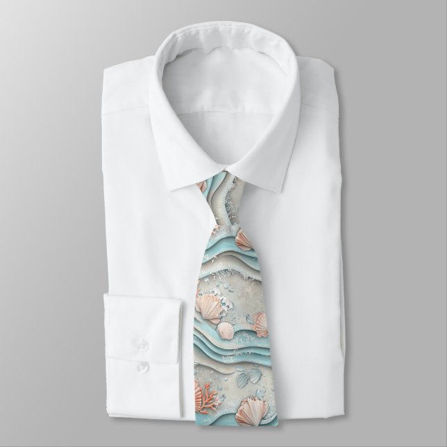 Corbata Patrón de concha marina boho costero (Atado)