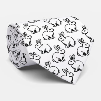 Corbata Patrón de conejos - Blanco y negro