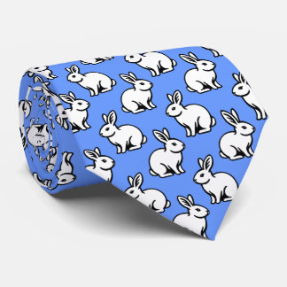 Corbata Patrón de conejos - Blanco y negro con azul bebé