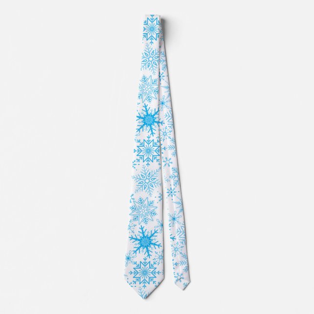 Corbata Patrón de copo de nieve azul (Anverso)