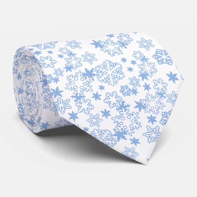 Corbata Patrón de copo de nieve de invierno azul claro (Enrollado)