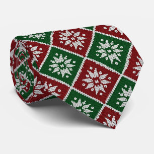 Corbata Patrón de copo de nieve de Navidad nórdico verde r
