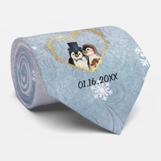 Corbata Patrón de copo de nieve del Boda pingüino - Person