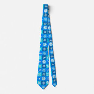Corbata Patrón de copos de nieve azules
