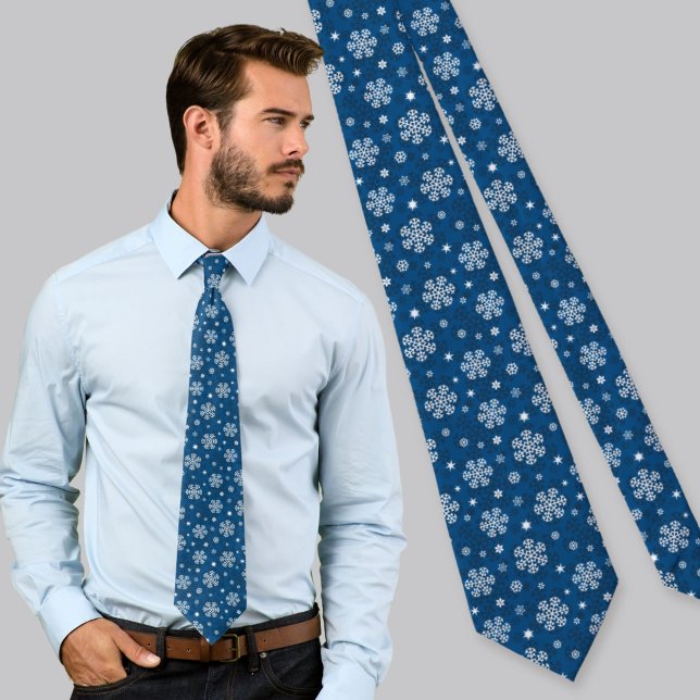 Corbata Patrón de copos de nieve en azul (Subido por el creador)