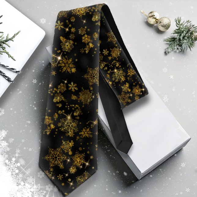 Corbata Patrón de copos de nieve más bonito, Gold/Black ID (Subido por el creador)