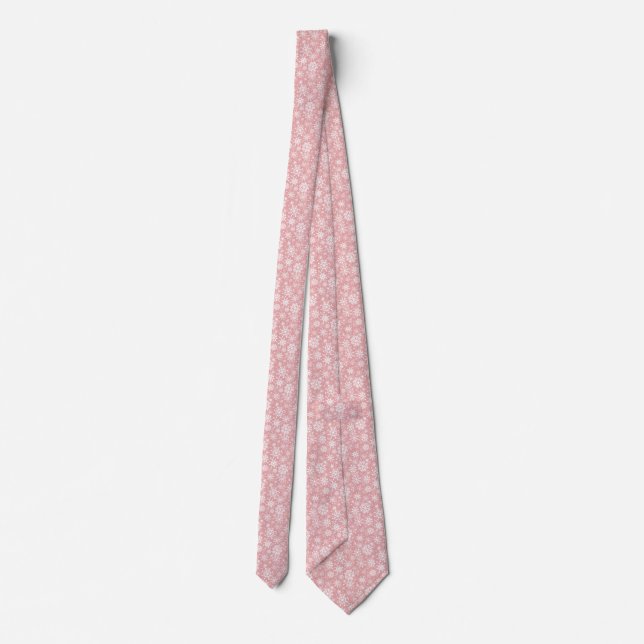 Corbata Patrón de copos de nieve navidades Rosa (Reverso)