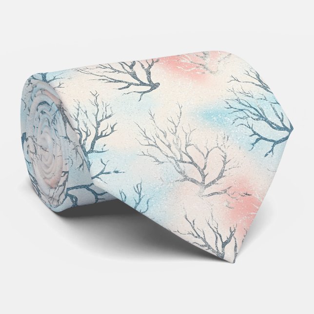 Corbata Patrón de coral costero con acuarela Boho Luxe (1) (Enrollado)