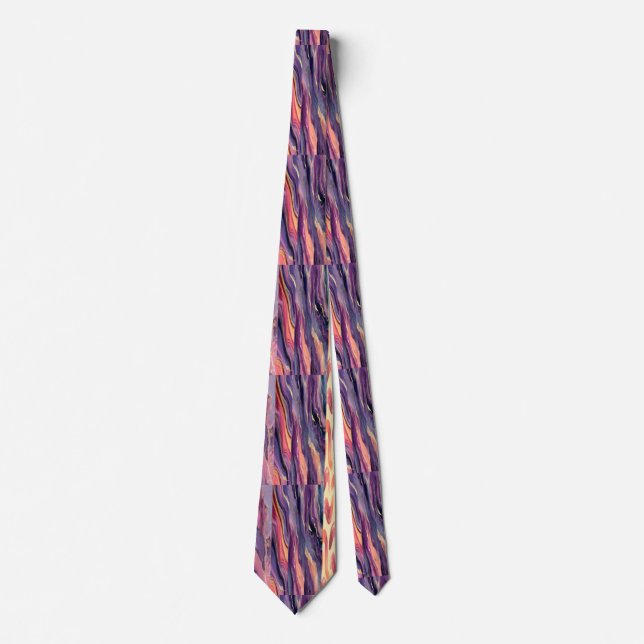 Corbata patrón de coral y violeta (Anverso)