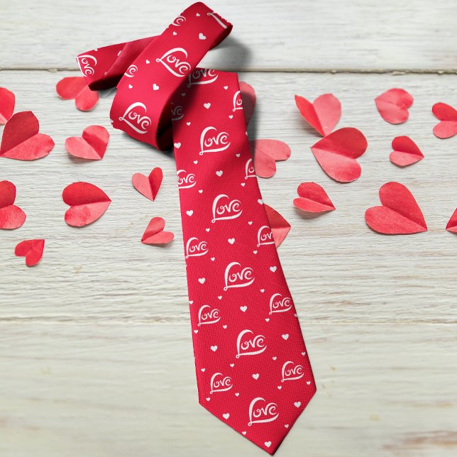 Corbata Patrón de corazón de amor rojo (Subido por el creador)