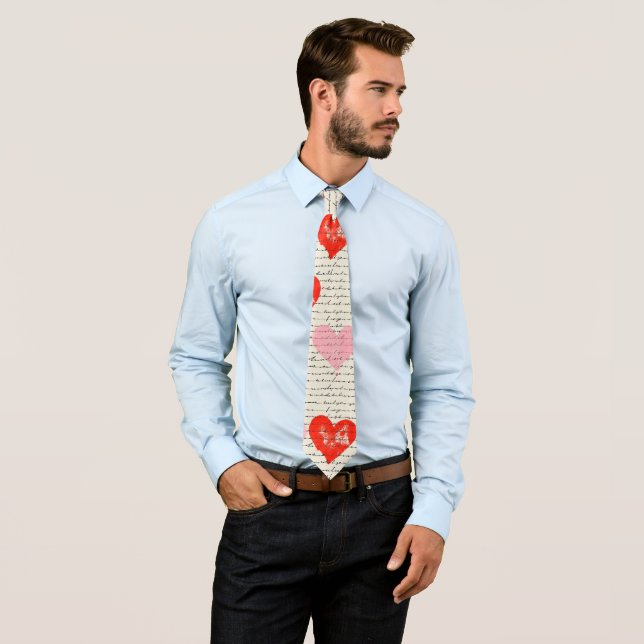 Corbata Patrón de corazón moderno con fondo de escritura ( (In situ)