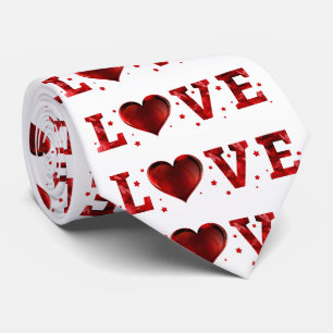 Corbata Patrón de Corazón Rojo de Amor Cuto