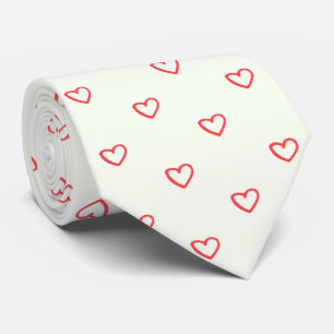 Corbata Patrón de corazón rojo, lindo, amor