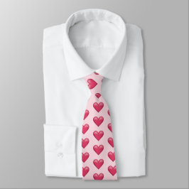 Corbata Patrón de Corazón Rosa