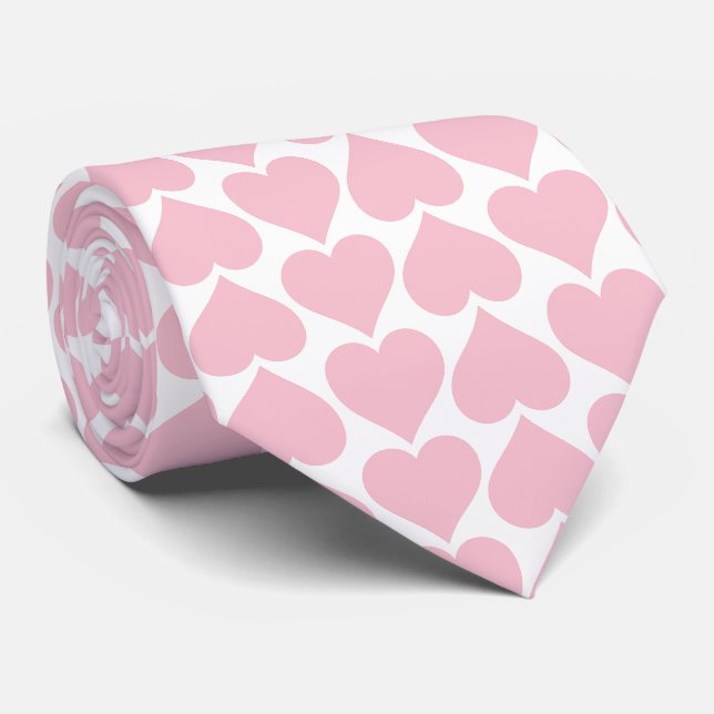 Corbata Patrón de corazón rosado, romántico, amor (Enrollado)