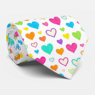 Corbata Patrón de Corazones Acuarela Coloridos Crew arcoír