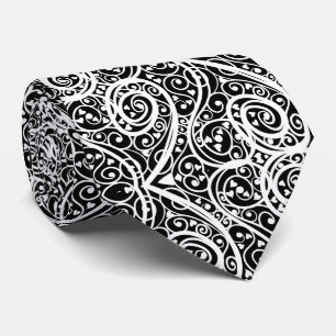 Corbata Patrón de corazones blancos y negros lindos