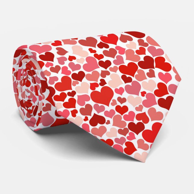 Corbata Patrón De Corazones, Corazones Rojos, Amor (Enrollado)
