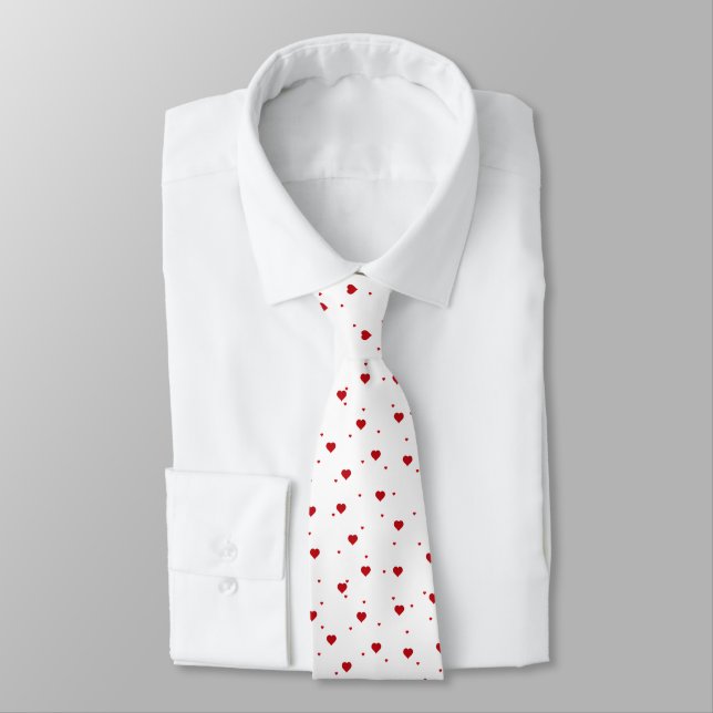 Corbata Patrón de corazones de San Valentín rojo (Atado)