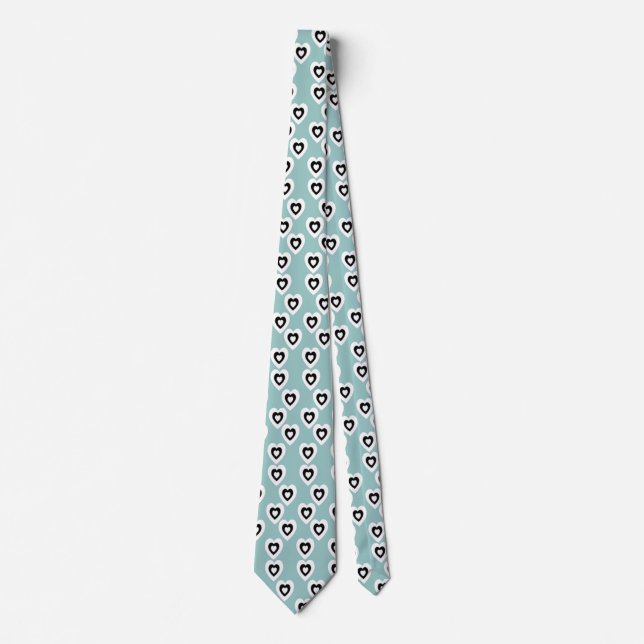 Corbata Patrón de Corazones Mini Seafoam Azul Mentolado Cl (Anverso)