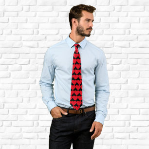 Corbata Patrón de Corazones Negros y Rojos