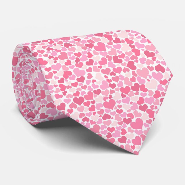 Corbata Patrón de corazones rosados divertidos (Enrollado)