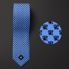 Corbata Patrón de cornflower Blue Pug
