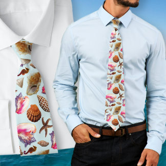 Corbata Patrón de criaturas marinas de las conchas de play